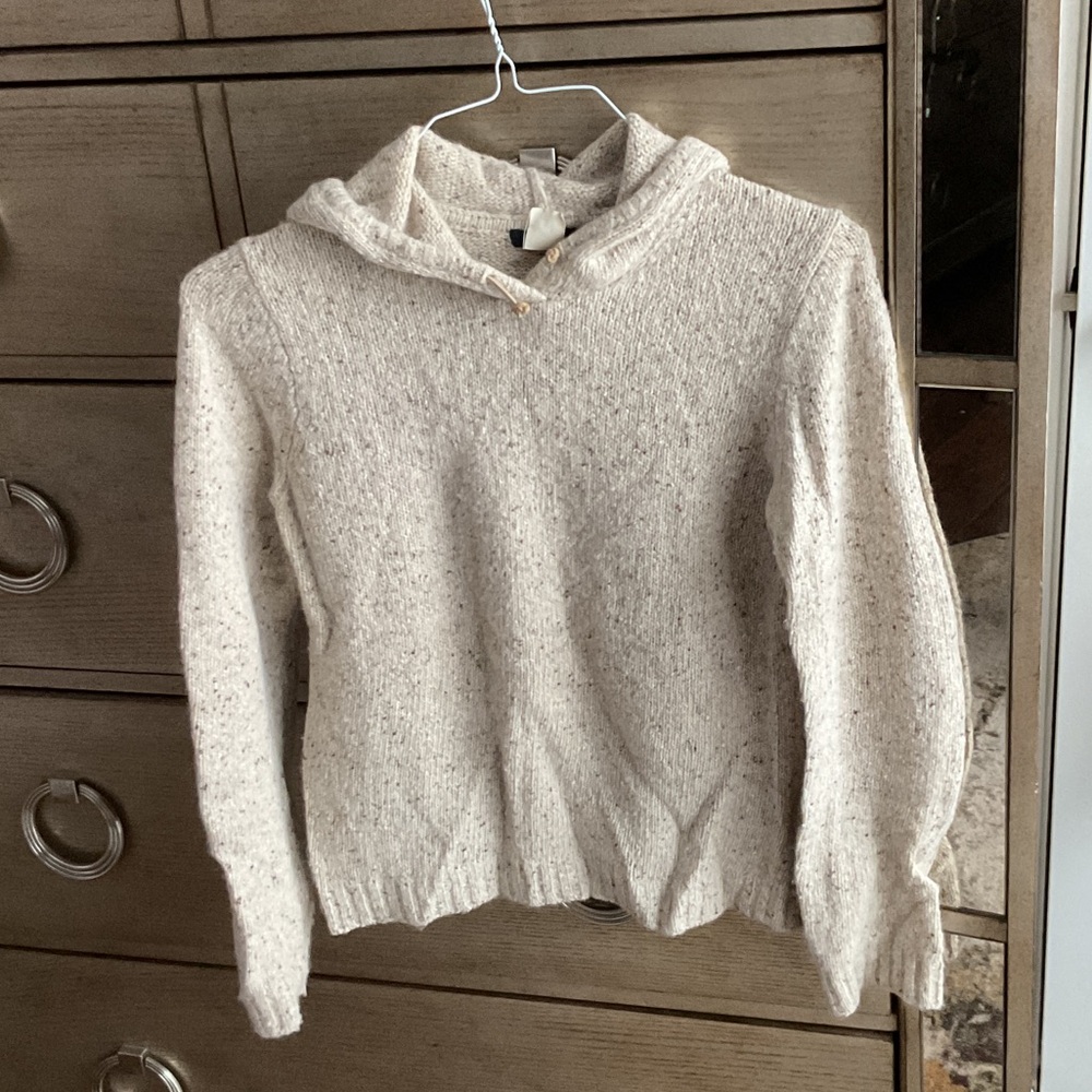 J. Crew Cream Hooded Sweater; size S